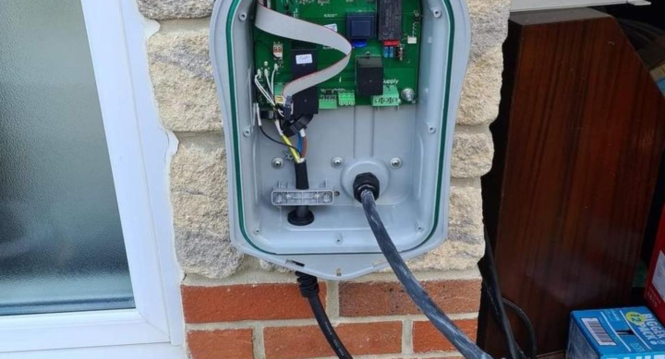 Internal of Zappi EV charger installed in Somerset by D Durnan Electrical