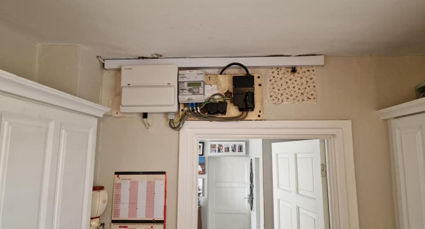 Fuse board in home in Somerset midway through replacement